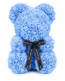 Rose Teddy, Rosenbär, Teddybär mit Rosenblüten 25 cm Blau