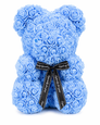 Rose Teddy, Rosenbär, Teddybär mit Rosenblüten 25 cm Blau
