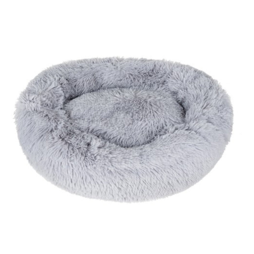 Purlov Hundebett rund 60 cm grau – flauschiges Kuschelbett mit erhöhtem Rand für Hunde und Katzen – Bild 2