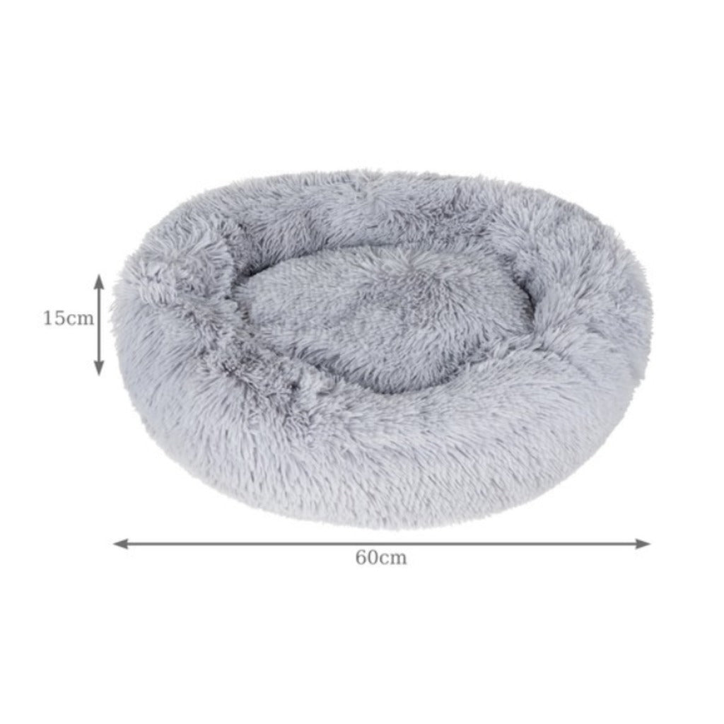 Purlov Hundebett rund 60 cm grau – flauschiges Kuschelbett mit erhöhtem Rand für Hunde und Katzen – Bild 6