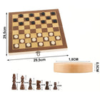 3-in-1 Brettspiel Set aus Holz 29,5 cm – Schach, Dame und Backgammon für Kinder und Erwachsene – Bild 6