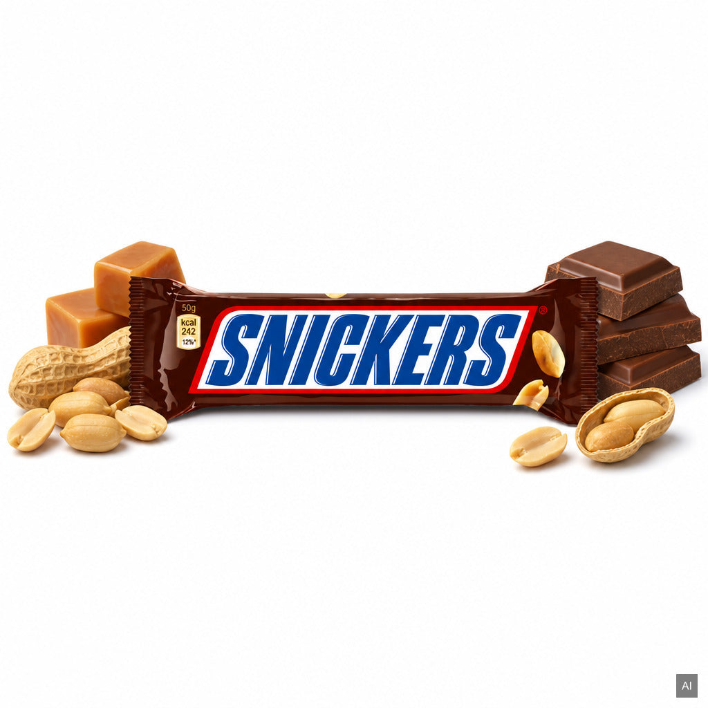 Snickers Schokoladenriegel 50 g – Milchschokolade mit Candy-Creme, Karamell und Erdnüssen – Duftnoten