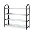 Schuhregal 4 Ebenen Aluminium Kunststoff schwarz chrom – Schuhständer für 8 Paar Schuhe, 57x51x19 cm – Bild 10