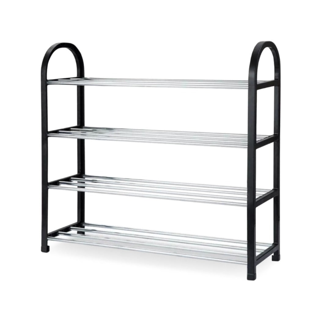 Schuhregal 4 Ebenen Aluminium Kunststoff schwarz chrom – Schuhständer für 8 Paar Schuhe, 57x51x19 cm – Bild 10