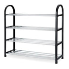 Schuhregal 4 Ebenen Aluminium Kunststoff schwarz chrom – Schuhständer für 8 Paar Schuhe, 57x51x19 cm – Bild 2