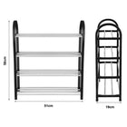 Schuhregal 4 Ebenen Aluminium Kunststoff schwarz chrom – Schuhständer für 8 Paar Schuhe, 57x51x19 cm – Bild 6