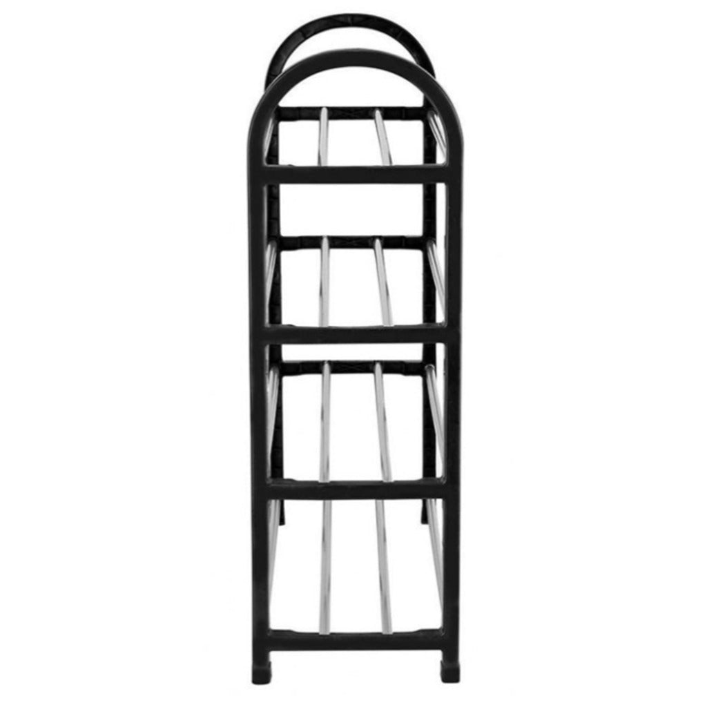 Schuhregal 4 Ebenen Aluminium Kunststoff schwarz chrom – Schuhständer für 8 Paar Schuhe, 57x51x19 cm – Bild 7