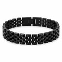 Schwarzes Edelstahl Gliederarmband 22,5 cm – Elegantes Herrenarmband aus Metall