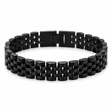 Schwarzes Edelstahl Gliederarmband 22,5 cm – Elegantes Herrenarmband aus Metall