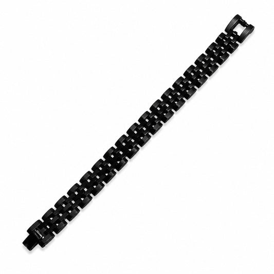 Herren Armband Schwarz – Elegantes Edelstahl Gliederarmband 22,5 cm für Männer – Bild 2