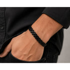Herren Armband Schwarz – Elegantes Edelstahl Gliederarmband 22,5 cm für Männer – Bild 3