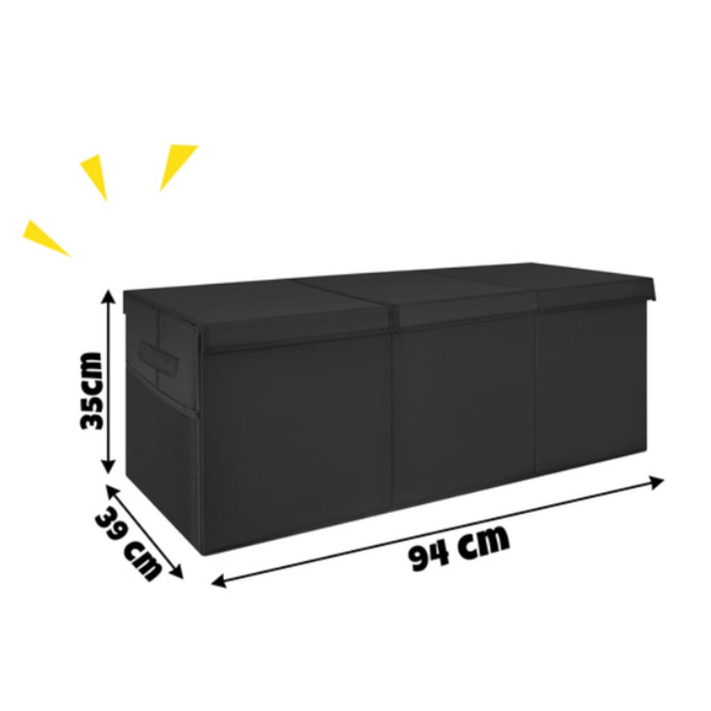 Spielzeugkiste Schwarz XXL 94 cm 132 l – faltbarer Kinder-Organizer mit Deckel und Netztaschen – Bild 3