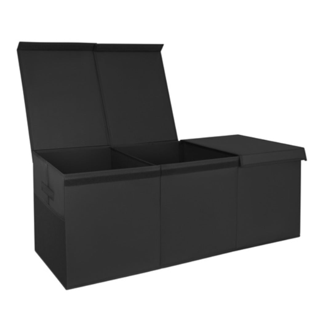 Spielzeugkiste Schwarz XXL 94 cm 132 l – faltbarer Kinder-Organizer mit Deckel und Netztaschen – Bild 6