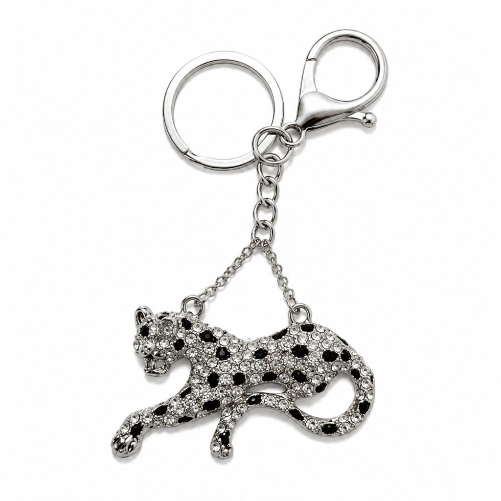 Strass Leopard Schlüsselanhänger Glitzer Taschenanhänger Damen mit Strass-Steinen – Bild 2