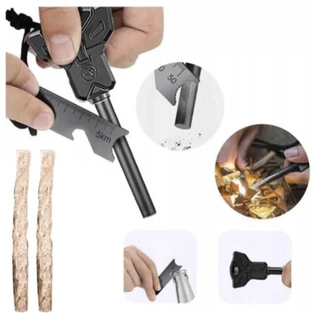 Trizand Survival Kit Bushcraft 32-teilig wasserdichtes Camping Outdoor Komplettset mit Feuerstarter Messer und Wärmedecke – Bild 10