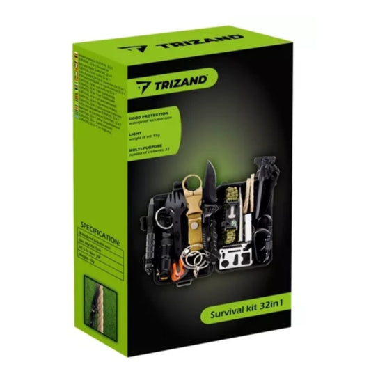 Trizand Survival Kit Bushcraft 32-teilig wasserdichtes Camping Outdoor Komplettset mit Feuerstarter Messer und Wärmedecke – Bild 2
