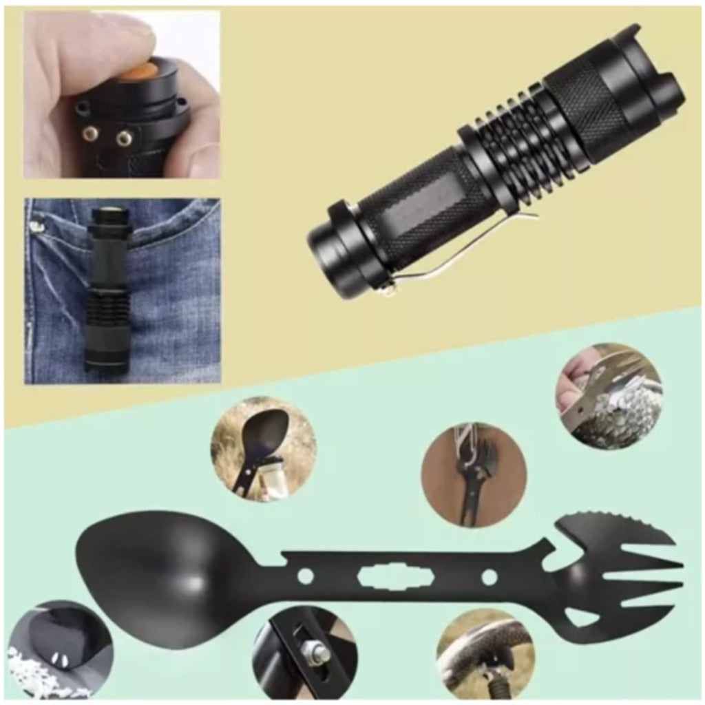 Trizand Survival Kit Bushcraft 32-teilig wasserdichtes Camping Outdoor Komplettset mit Feuerstarter Messer und Wärmedecke – Bild 9