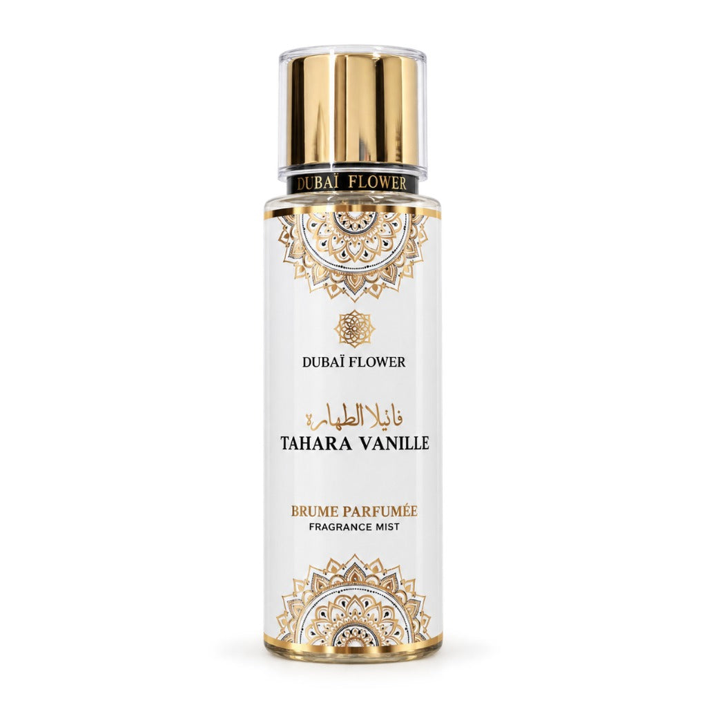 Dubai Flower Tahara Vanilla Perfume Mist 250 ml – süß-blumiger Unisex-Körperspray mit Vanille, Jasmin und Amber
