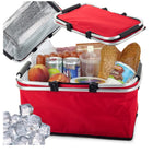 Thermo Picknickkorb faltbar 48x28x22 cm blau – isolierter Kühlkorb mit Alurahmen und Reißverschluss