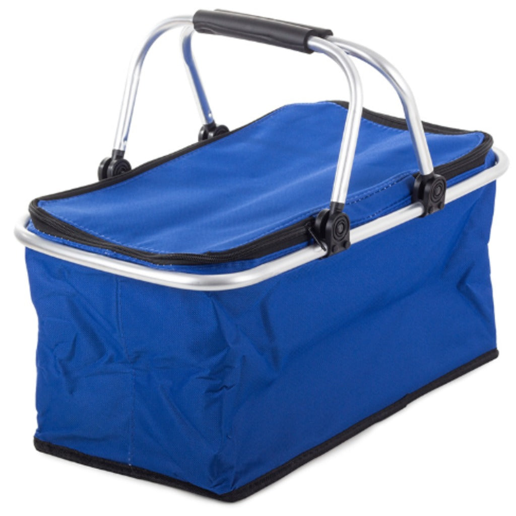 Thermo Picknickkorb faltbar 48x28x22 cm blau – isolierter Kühlkorb mit Alurahmen und Reißverschluss – Bild 10