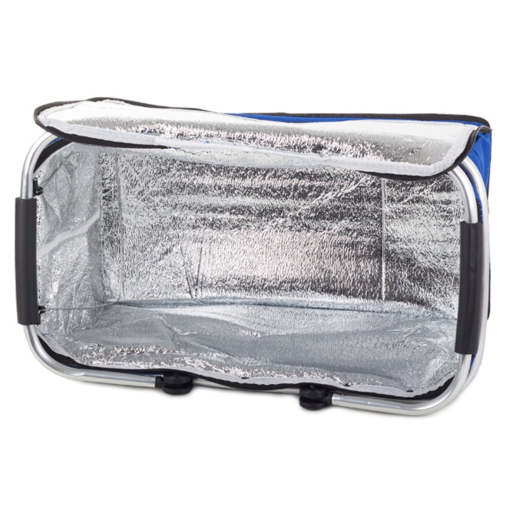 Thermo Picknickkorb faltbar 48x28x22 cm blau – isolierter Kühlkorb mit Alurahmen und Reißverschluss – Bild 12