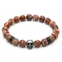 Totenkopf Armband Herren mit Naturstein-Perlen – Skull Armband für Biker & Rock-Style