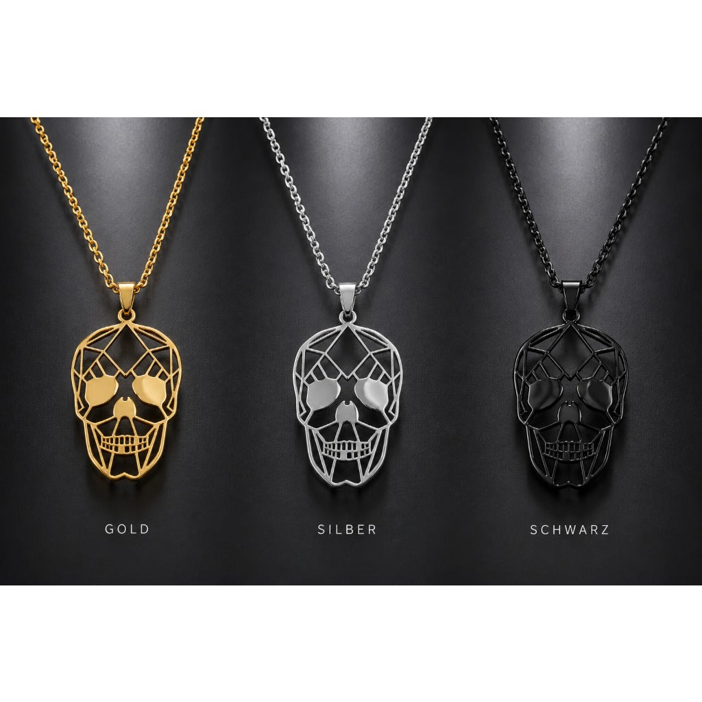 Totenkopf Halskette Herren – Edelstahl Kette mit Skull Anhänger 48–54 cm