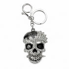 Totenkopf Schlüsselanhänger mit Strass silberfarben – glitzernder Skull Taschenanhänger Unisex