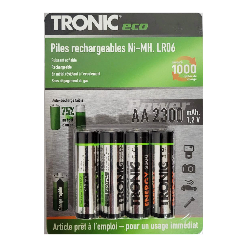 4x Tronic® eco Akkus AA Micro 2300mAh Wideraufladbare Batterie
