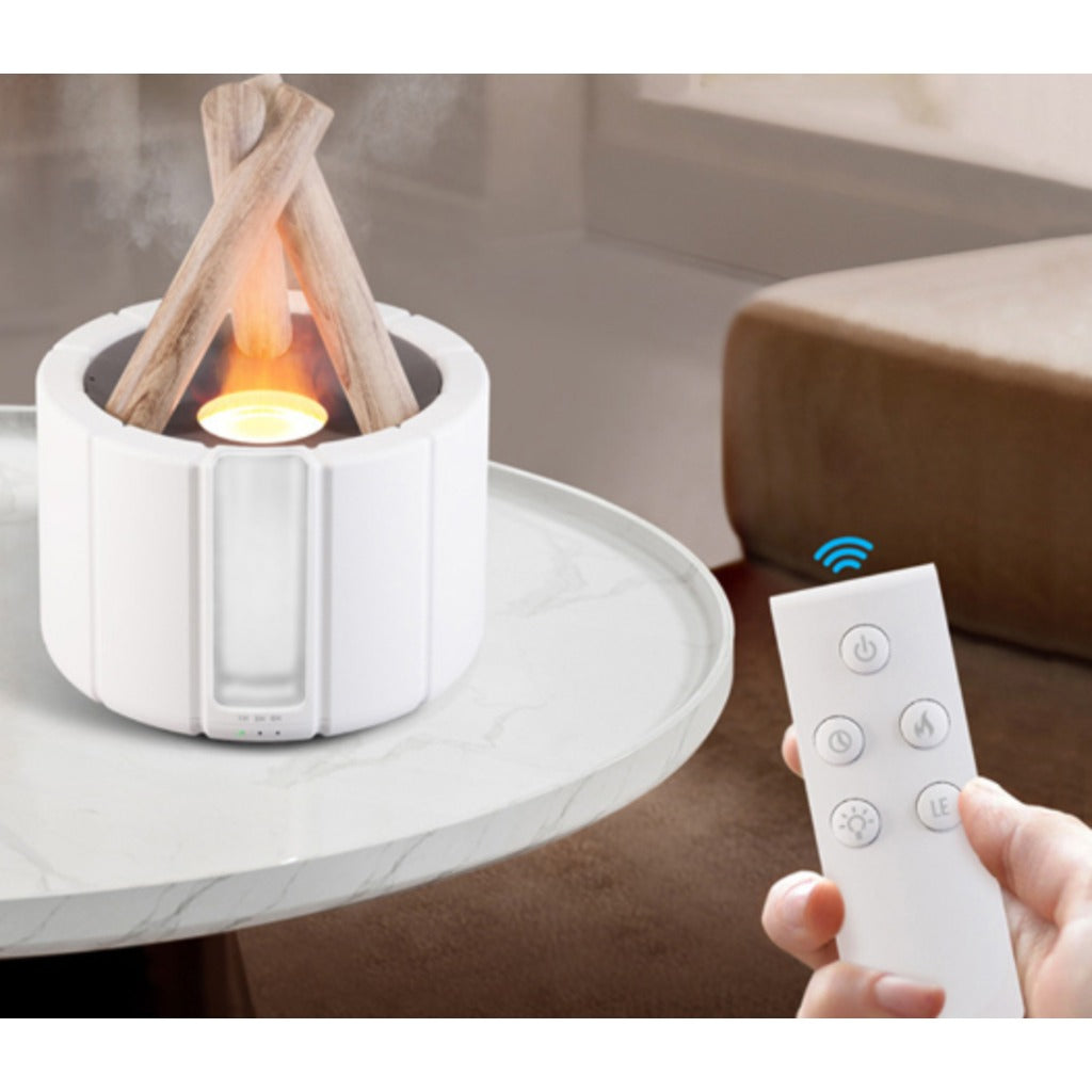 USB Luftbefeuchter mit Flammeneffekt Ultraschall Aroma Diffuser LED-Kamin 250 ml Fernbedienung RGB schwarz weiss – Bild 5