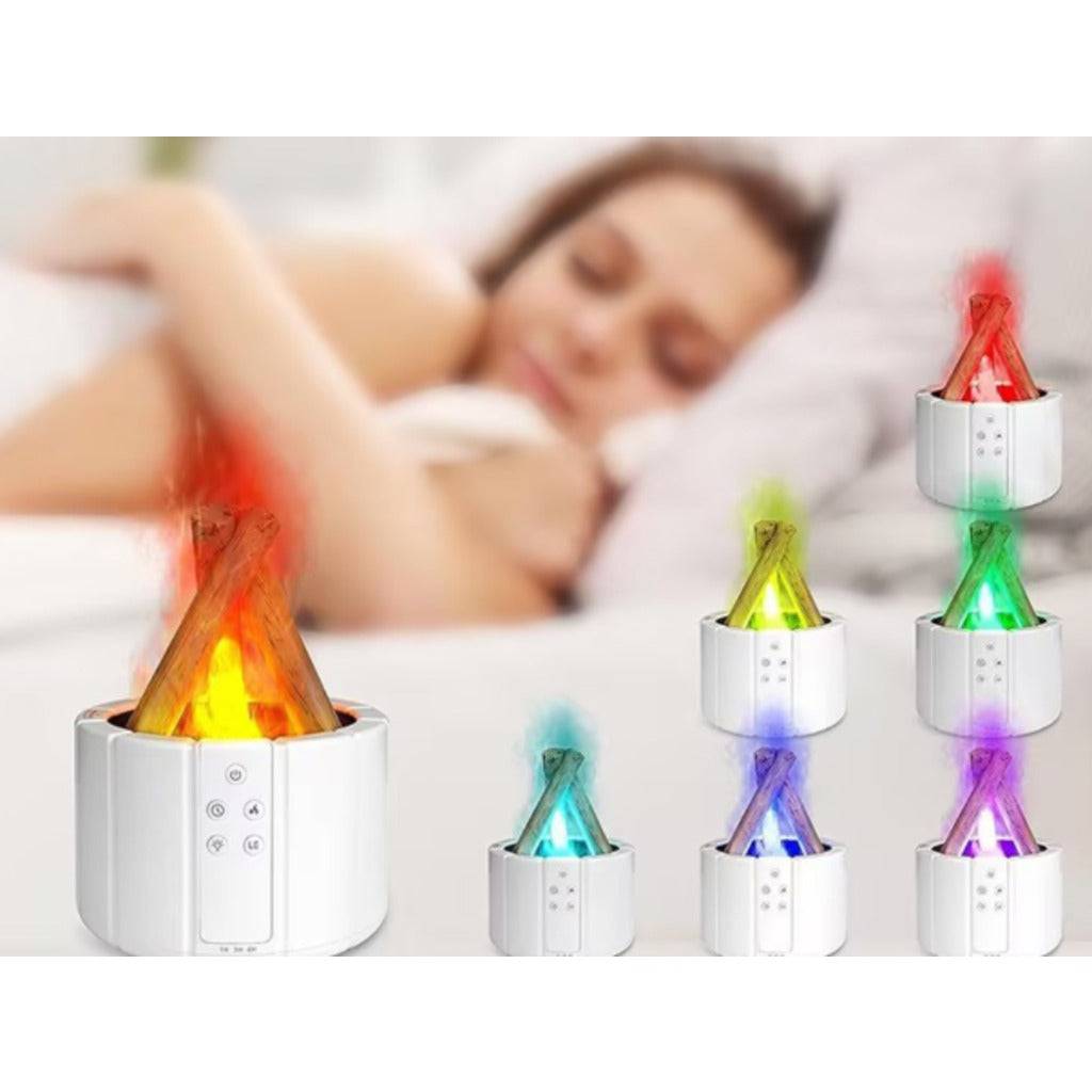 USB Luftbefeuchter mit Flammeneffekt Ultraschall Aroma Diffuser LED-Kamin 250 ml Fernbedienung RGB schwarz weiss – Bild 6