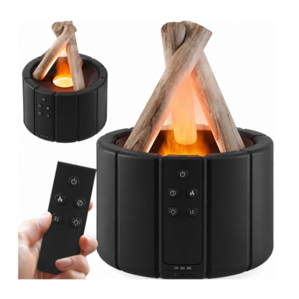USB Luftbefeuchter mit Flammeneffekt Ultraschall Aroma Diffuser LED-Kamin 250 ml Fernbedienung RGB schwarz weiss – Bild 7