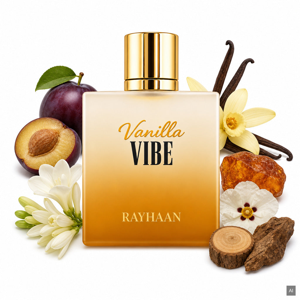Rayhaan Vanilla Vibe Eau de Parfum 100 ml – süß-orientalischer Unisex-Duft mit Vanille, Amber und Oud – Duftnoten