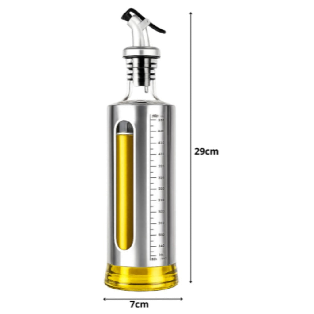 Verk Group Olivenöl Dosierflasche 500 ml aus Glas mit Edelstahl-Ausgießer, Maßskala und Sichtfenster – Bild 5