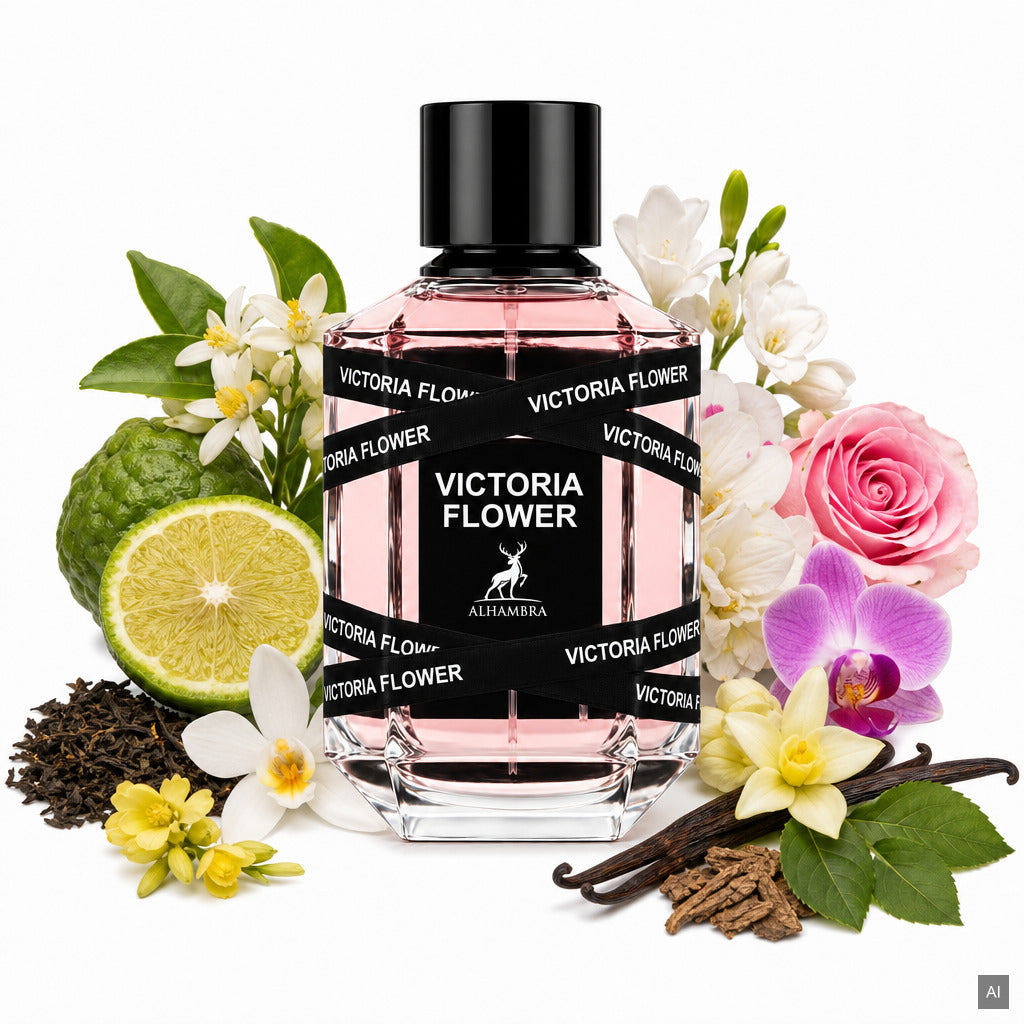 Maison Alhambra Victoria Flower Eau de Parfum 100 ml – blumig-orientalischer Damenduft mit Jasmin, Rose und Vanille – Duftnot