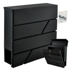 Wandbriefkasten Schwarz mit Zeitungsfach A4-Format verzinktes Eisen Wandmontage 10x37x36,7cm