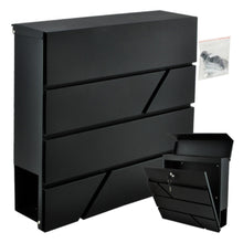 Wandbriefkasten Schwarz mit Zeitungsfach – Briefkasten für A4-Format zur Wandmontage