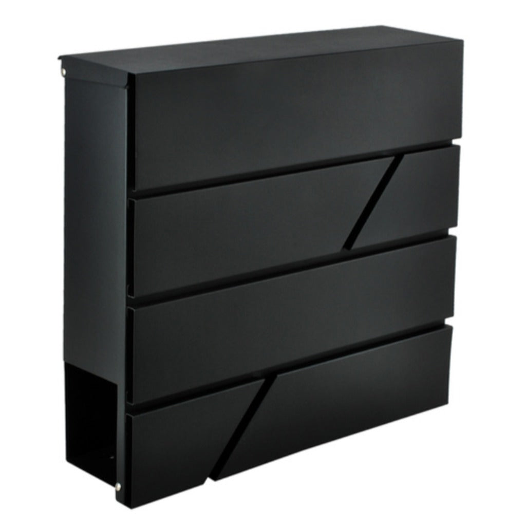 Wandbriefkasten Schwarz mit Zeitungsfach A4-Format verzinktes Eisen Wandmontage 10x37x36,7cm – Bild 2