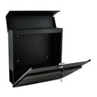 Wandbriefkasten Schwarz mit Zeitungsfach A4-Format verzinktes Eisen Wandmontage 10x37x36,7cm – Bild 5