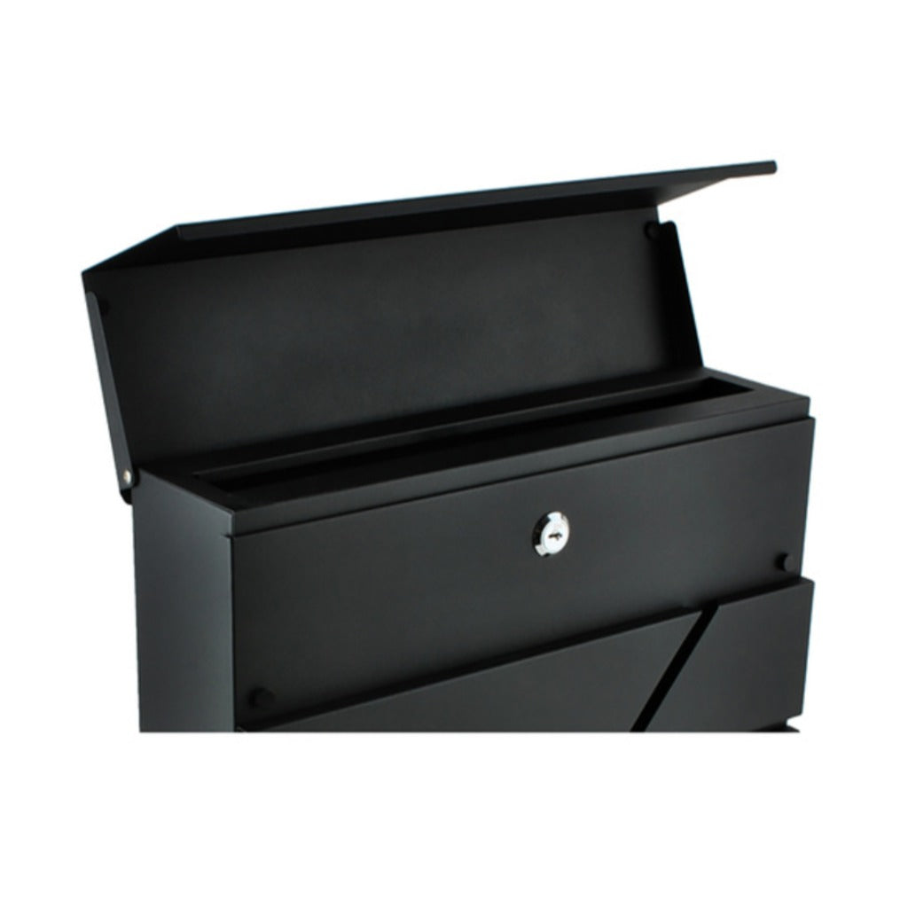 Wandbriefkasten Schwarz mit Zeitungsfach A4-Format verzinktes Eisen Wandmontage 10x37x36,7cm – Bild 7