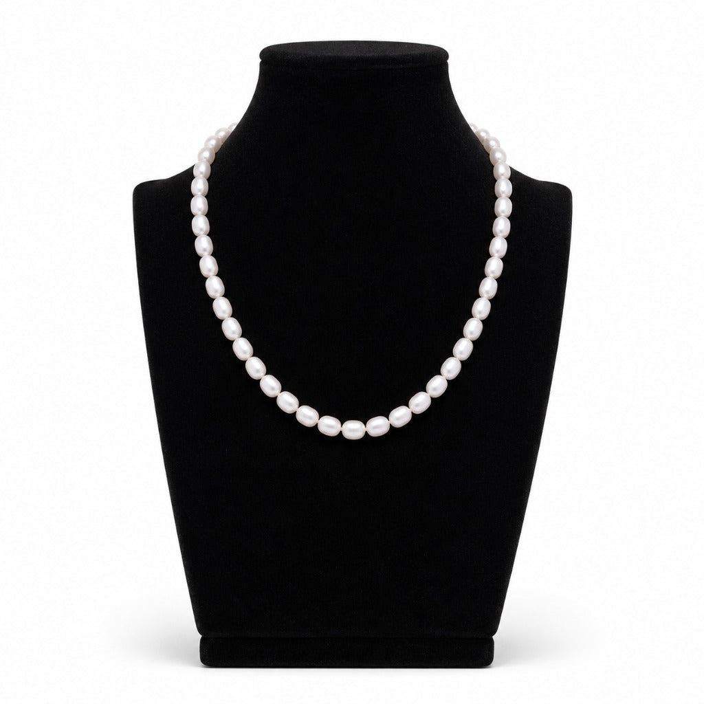 Elegante Perlenkette Damen weiße Perlen Halskette ca. 40 cm – klassischer Damenschmuck – Bild 3