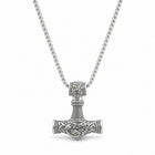 Wikinger Halskette Thors Hammer Mjölnir silberfarben Herren 58 cm Anhänger 4x3,5 cm
