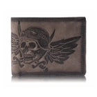 Wild Things Only Herren Leder Geldbörse Natur mit Totenkopf & Flügel