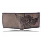 Wild Things Only Herren Leder Geldbörse Natur mit Totenkopf & Flügel