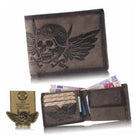 Wild Things Only Herren Leder Geldbörse Natur mit Totenkopf & Flügel