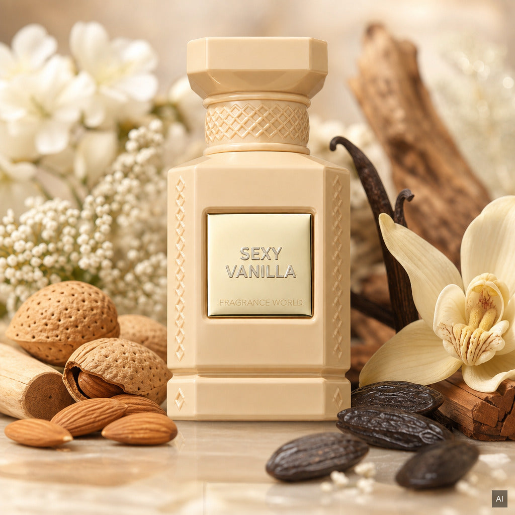Fragrance World World Sexy Vanilla Eau de Parfum 80 ml – orientalischer Damenduft mit Bittermandel, Vanille und Sandelholz – 