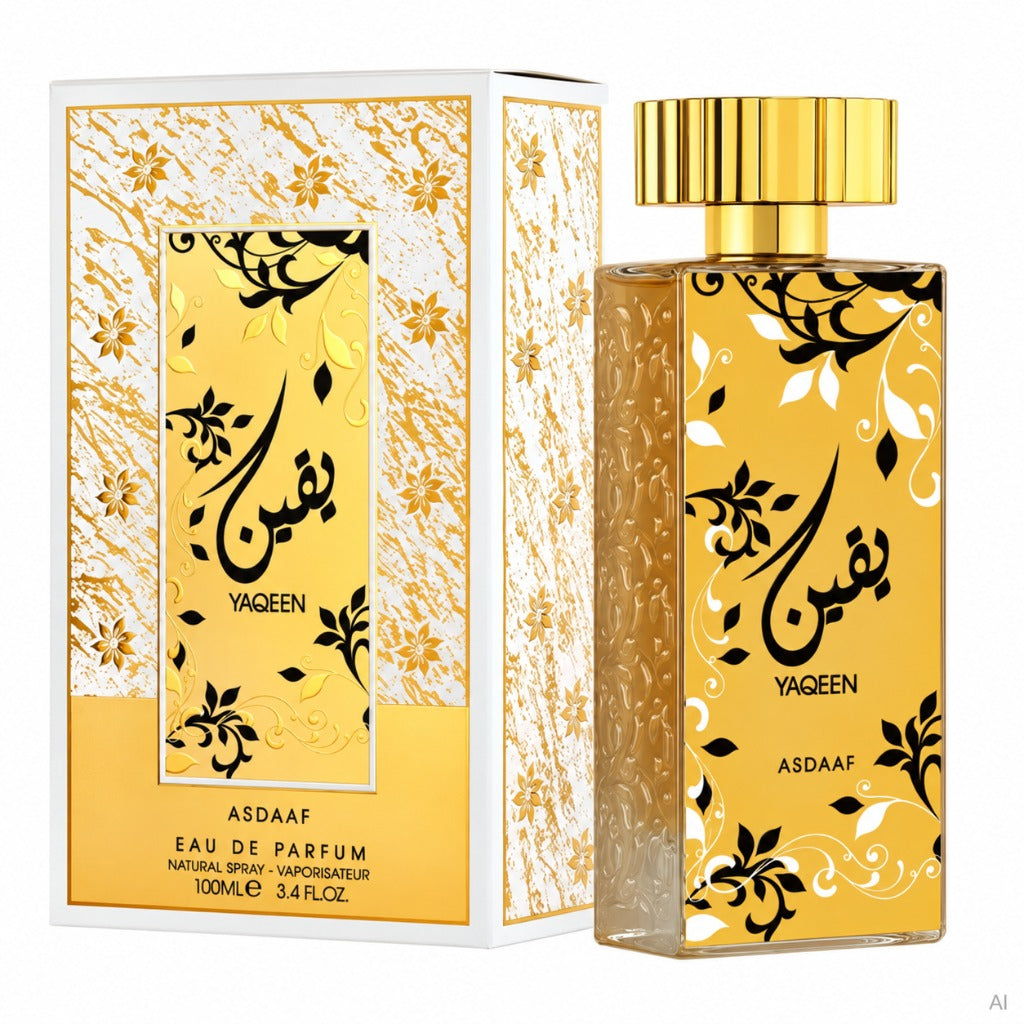 Asdaaf Yaqeen Eau de Parfum 100 ml – orientalisch-blumiger Unisex-Duft mit Mandarine, Jasmin, Vanille und Sandelholz