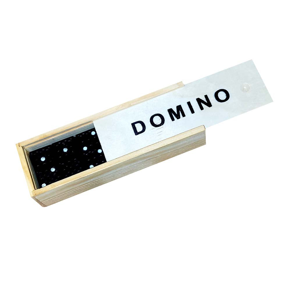 Domino Spiel in Holzbox mit Spielanleitung