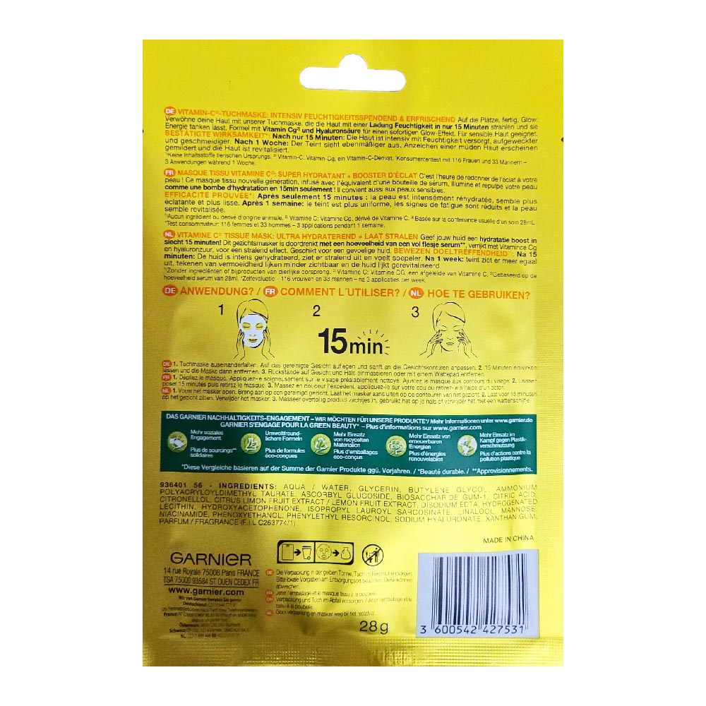Garnier SkinActive Vitamin C Hydra Stück Meso Bomb Tuchmaske – Da NEU 1
