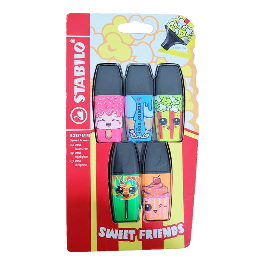 STABILO Textmarker BOSS MINI Sweet Friends  für die Schule  5er Pack